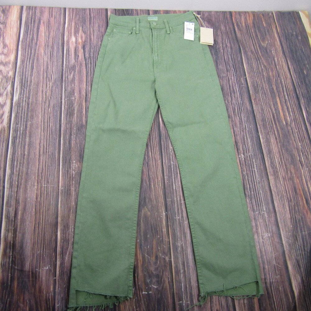 Mother HW Rider Ankle Step Fray Jeans Mistletoe Green 10864-1543 Size 27